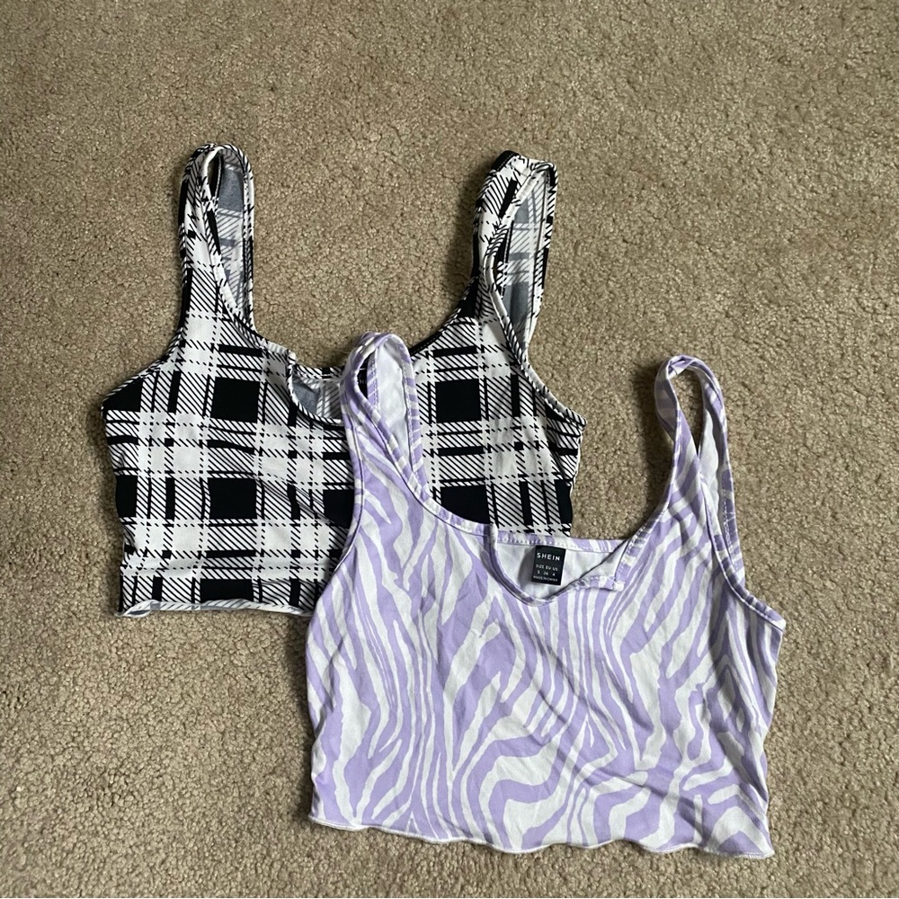 SHEIN Zebra Cropped Tank Tops
